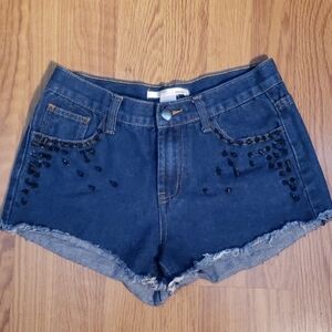 Ellison High Waist Spiked Studded denim shorts size medium